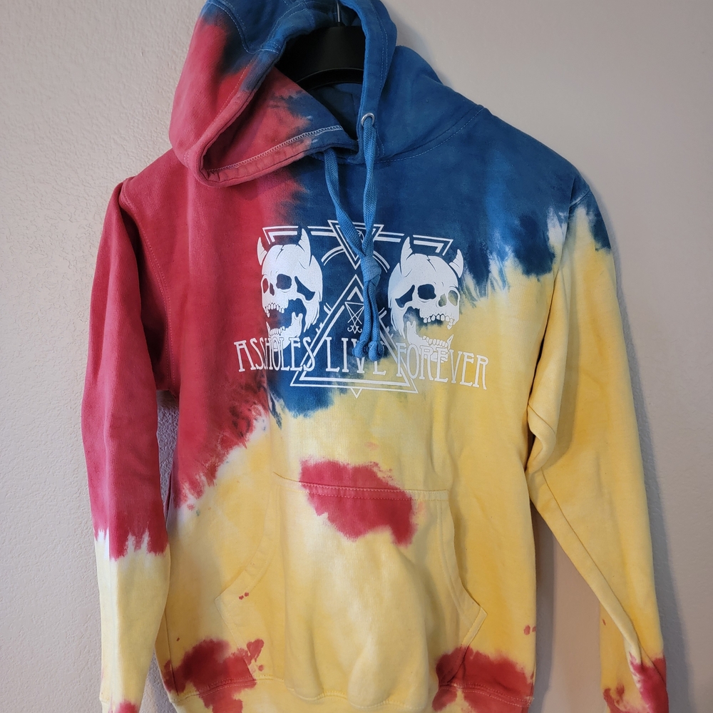 Bold Skull Graphic Tie-Dye Hoodie